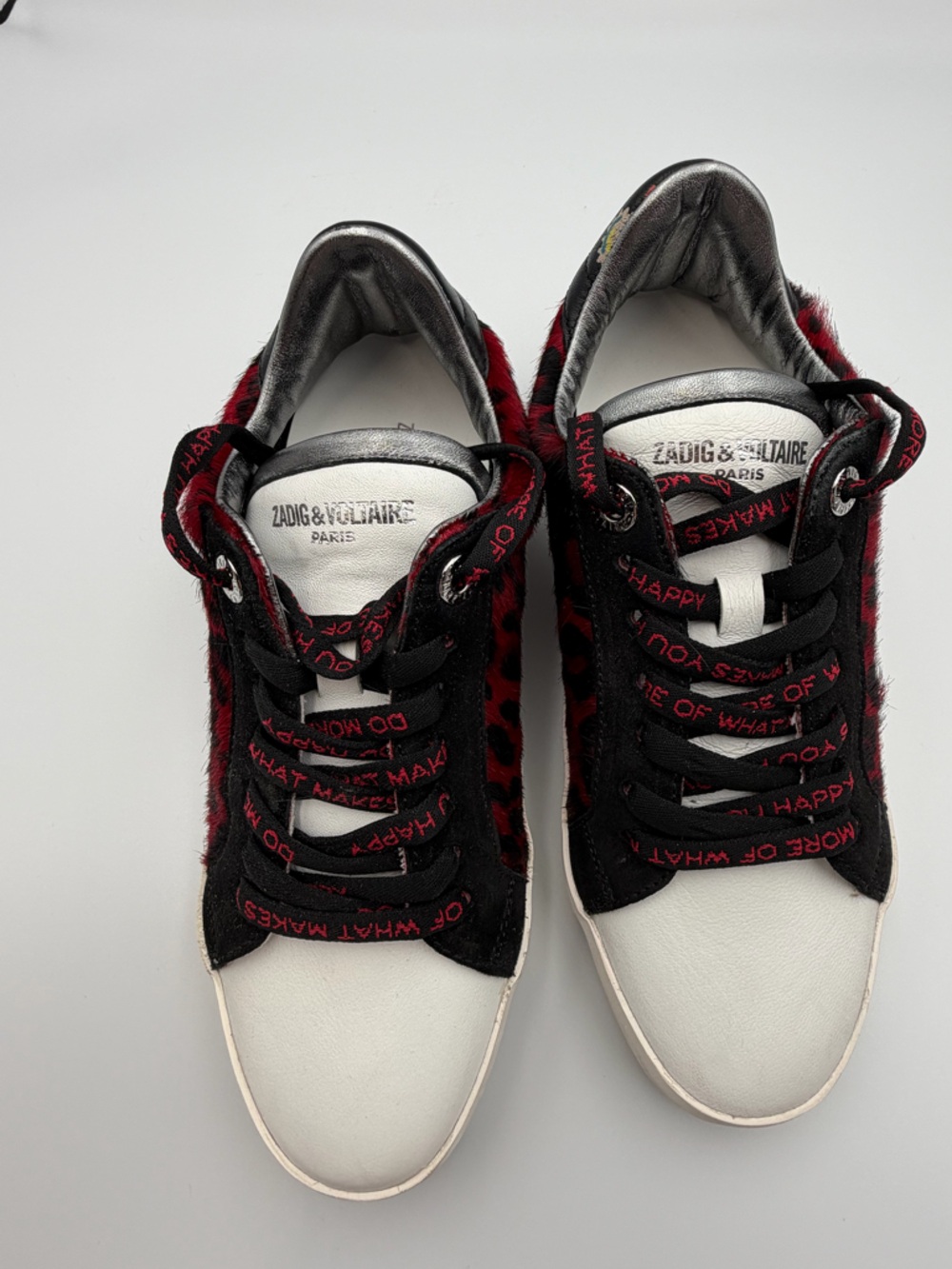 Zadig & Voltaire Women's Red and Black Leopard Print Low-Top Sneakers - Picture 7 of 8